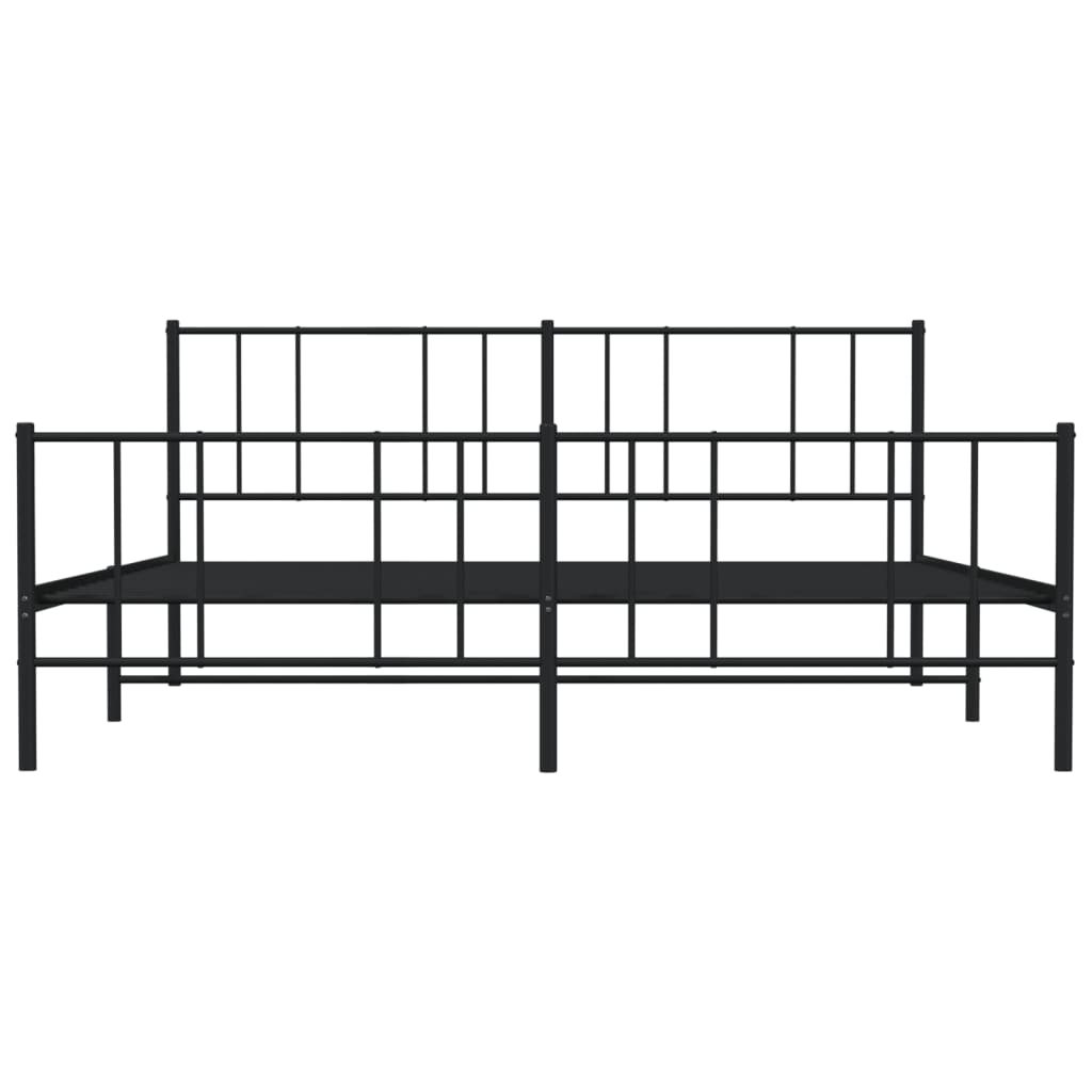 Cadru pat metalic cu tăblii de cap/picioare, negru, 200x200 cm GartenMobel Dekor