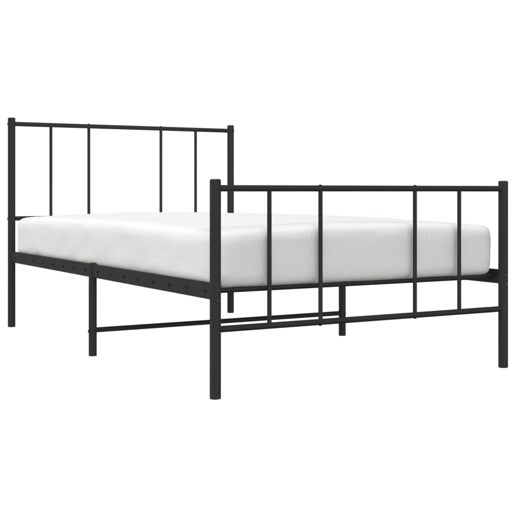 Cadru pat metalic cu tăblii de cap/picioare, negru, 80x200 cm GartenMobel Dekor