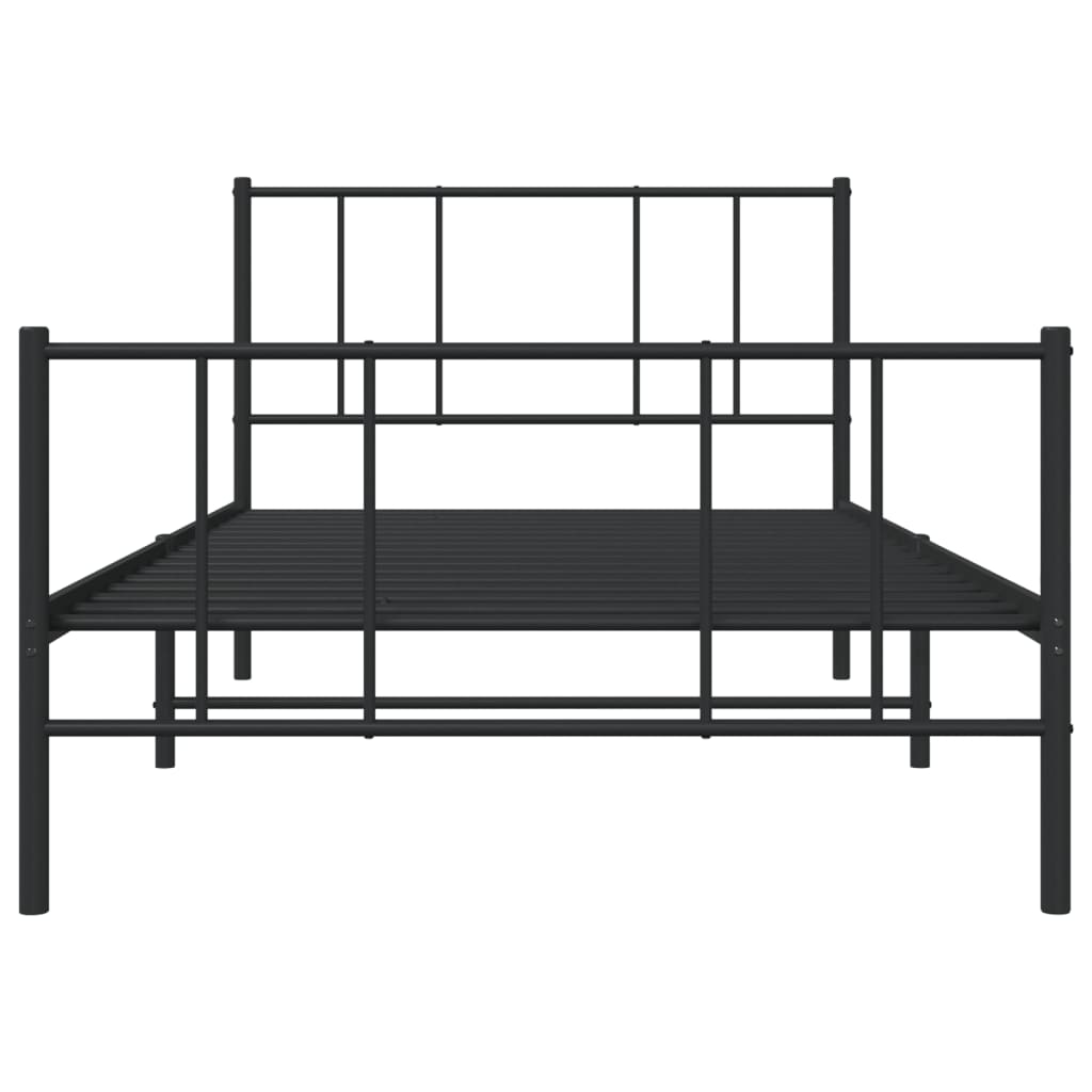 Cadru pat metalic cu tăblii de cap/picioare, negru, 80x200 cm GartenMobel Dekor