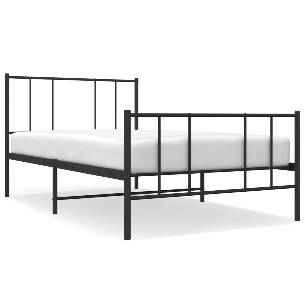 Cadru pat metalic cu tăblii de cap/picioare, negru, 80x200 cm GartenMobel Dekor