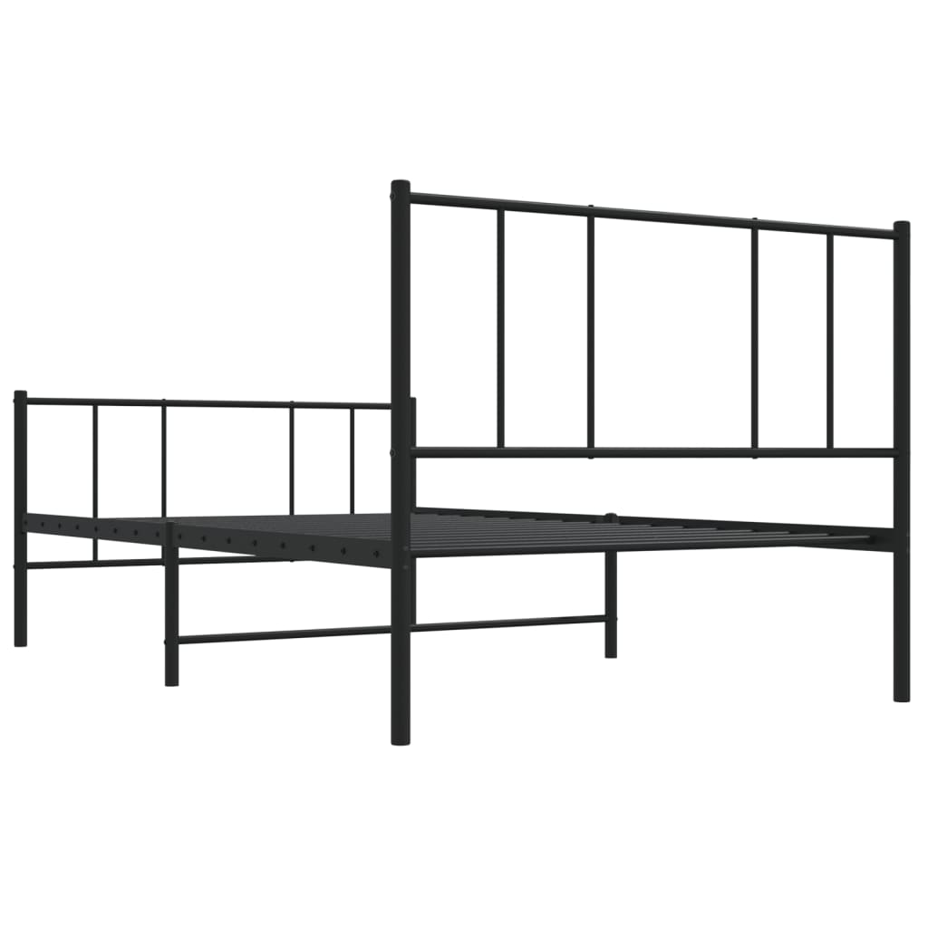 Cadru pat metalic cu tăblii de cap/picioare, negru, 90x190 cm GartenMobel Dekor