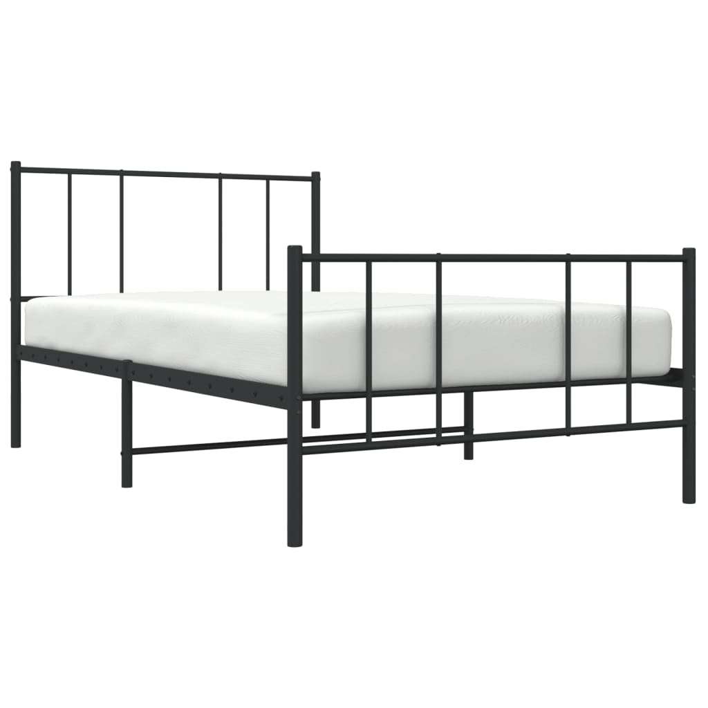 Cadru pat metalic cu tăblii de cap/picioare, negru, 90x190 cm GartenMobel Dekor