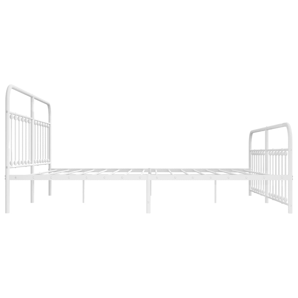 Cadru de pat metalic cu tăblie, alb, 200x200 cm GartenMobel Dekor