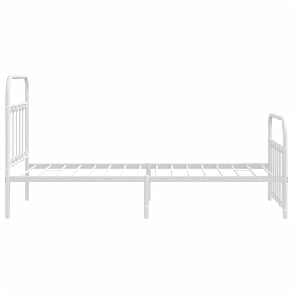 Cadru de pat metalic cu tăblie de cap/picioare, alb, 100x190 cm GartenMobel Dekor