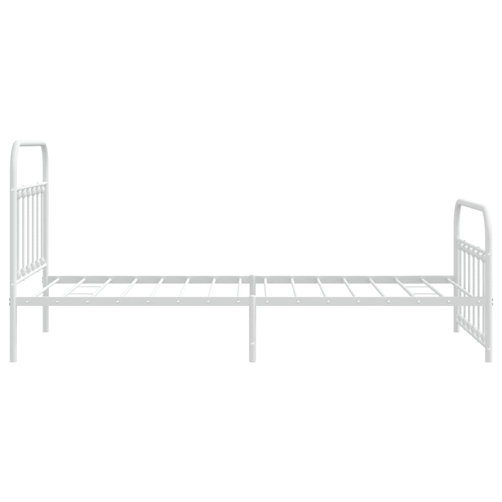 Cadru de pat metalic cu tăblie de cap/picioare, alb, 107x203 cm GartenMobel Dekor