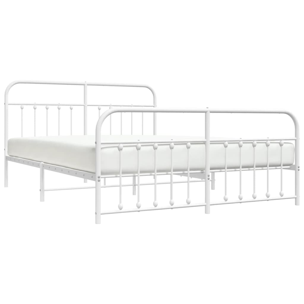 Cadru de pat metalic cu tăblie de cap/picioare, alb, 183x213 cm GartenMobel Dekor