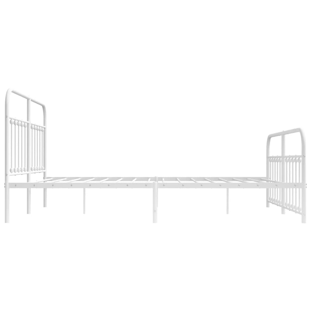 Cadru de pat metalic cu tăblie de cap/picioare, alb, 183x213 cm GartenMobel Dekor