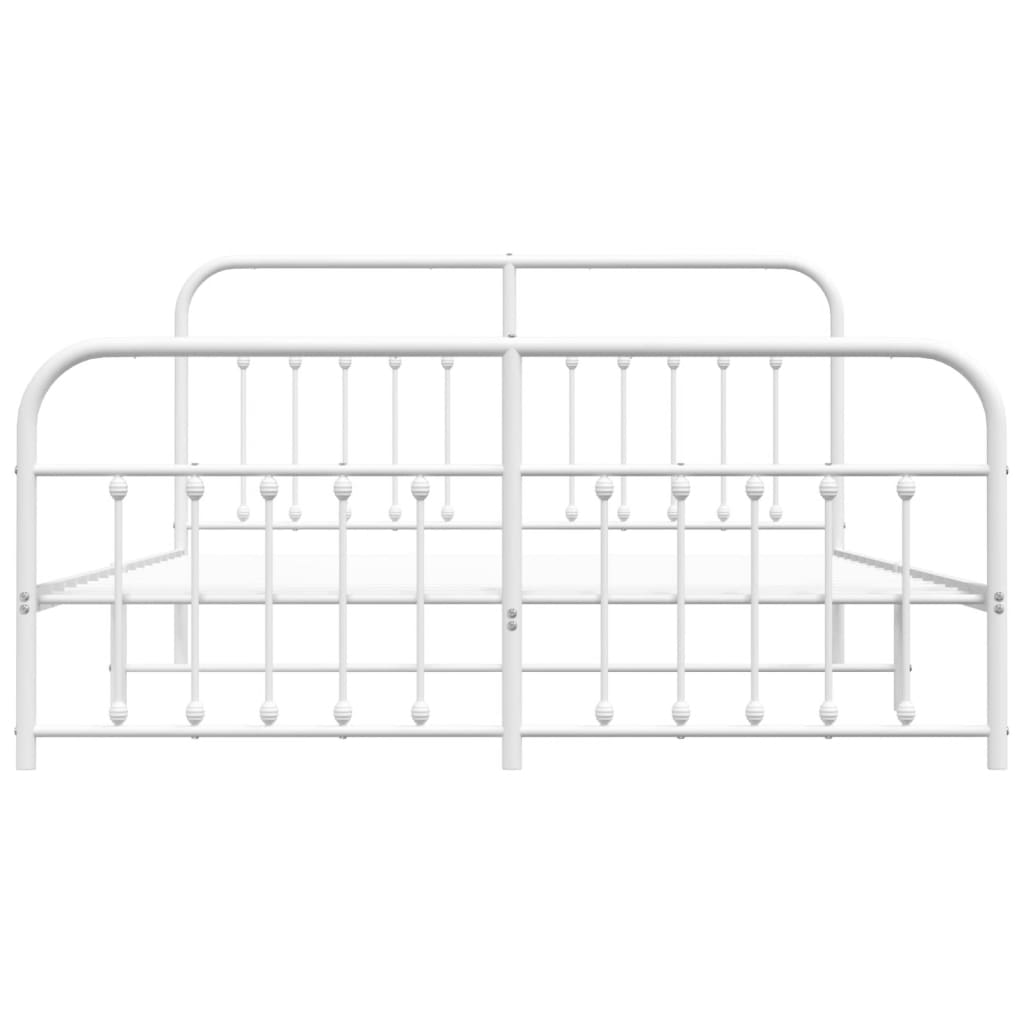 Cadru de pat metalic cu tăblie de cap/picioare, alb, 183x213 cm GartenMobel Dekor