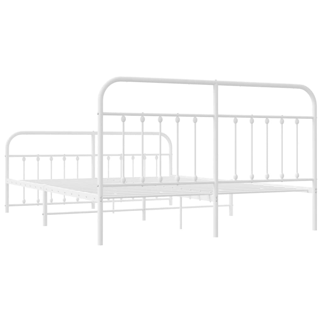 Cadru de pat metalic cu tăblie de cap/picioare, alb, 183x213 cm GartenMobel Dekor