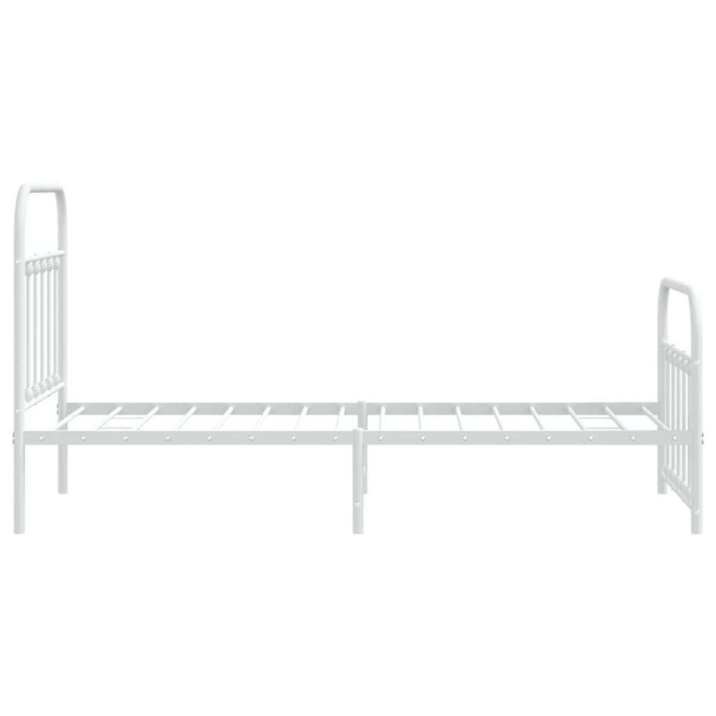 Cadru de pat metalic cu tăblie de cap/picioare, alb, 90x190 cm GartenMobel Dekor