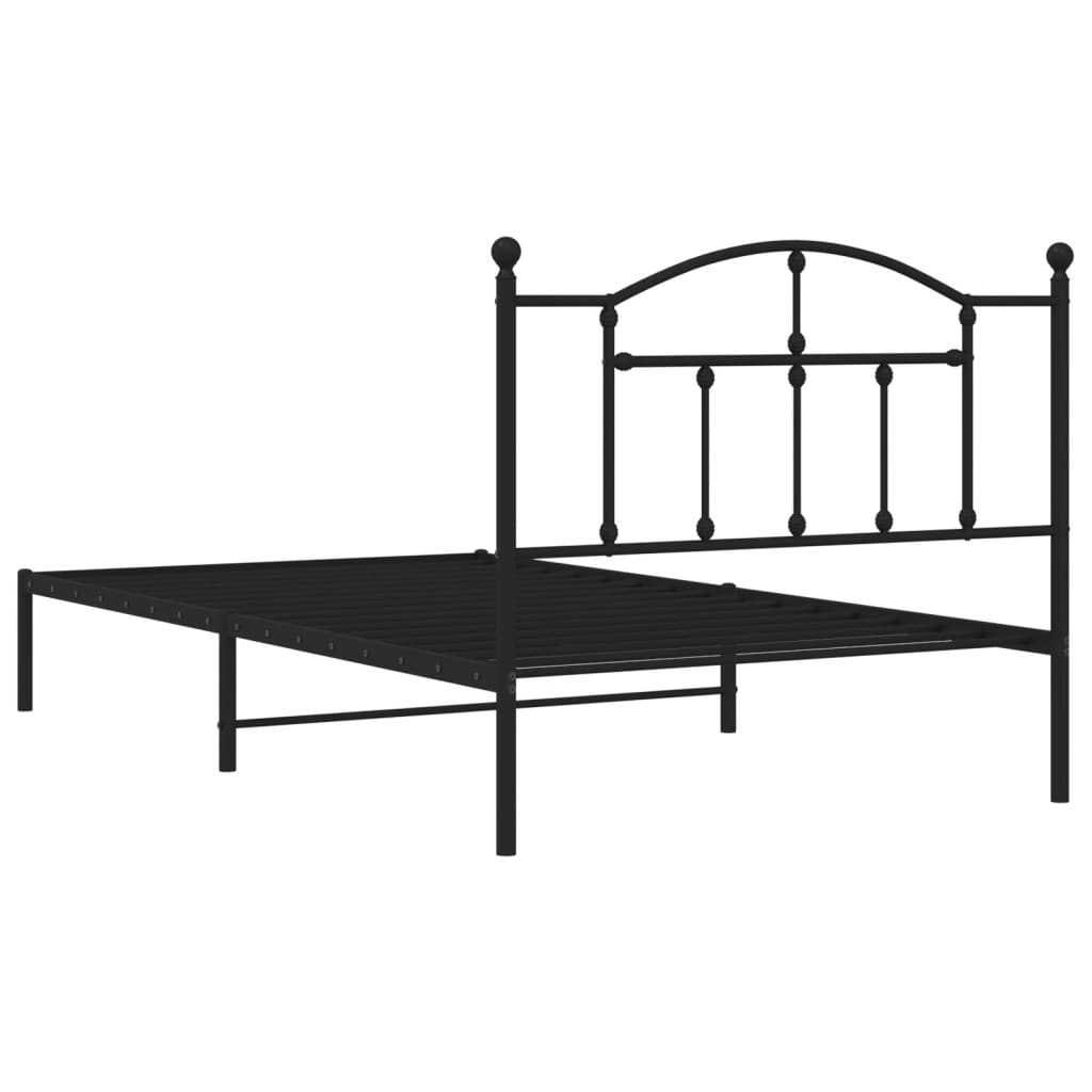 Cadru de pat din metal cu tăblie, negru, 107x203 cm GartenMobel Dekor