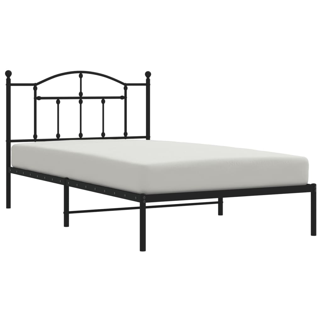 Cadru de pat din metal cu tăblie, negru, 107x203 cm GartenMobel Dekor