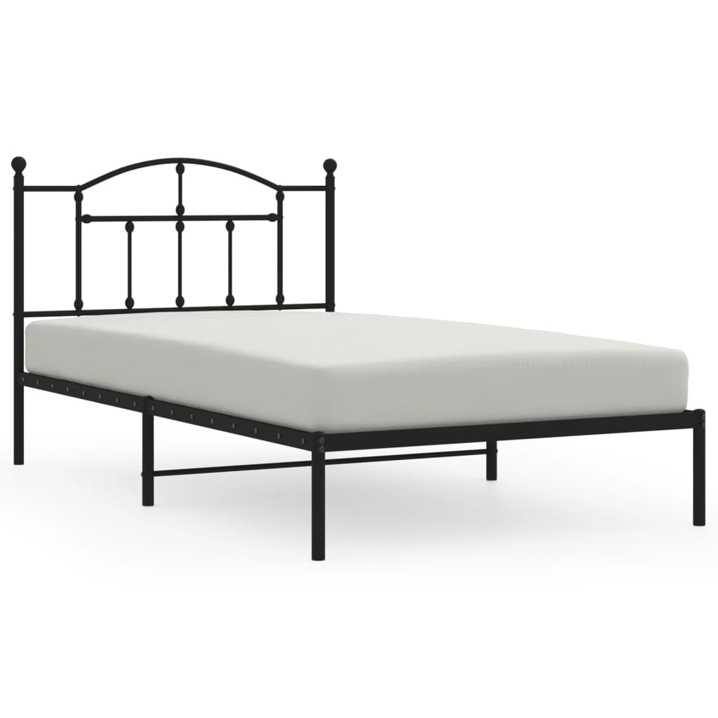 Cadru de pat din metal cu tăblie, negru, 107x203 cm GartenMobel Dekor
