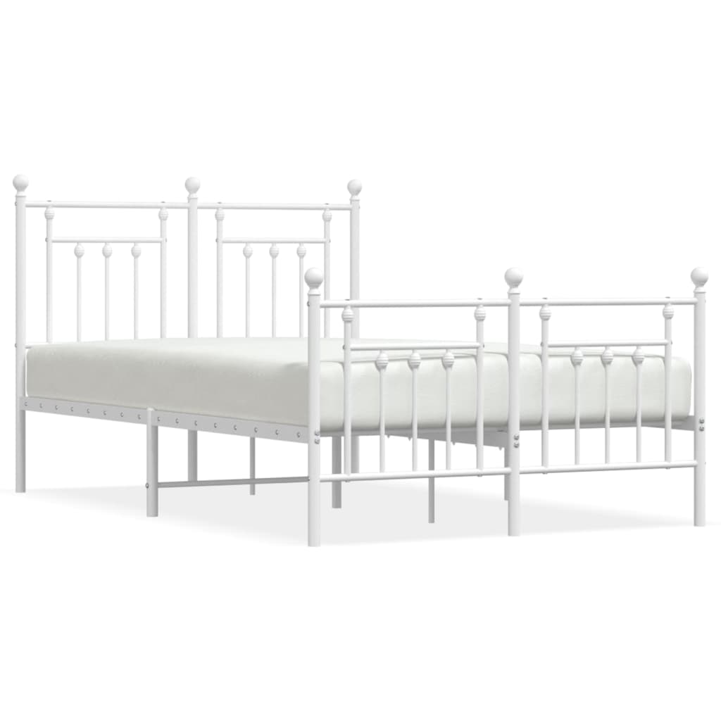 Cadru de pat metalic cu tăblie, alb, 135x190 cm GartenMobel Dekor