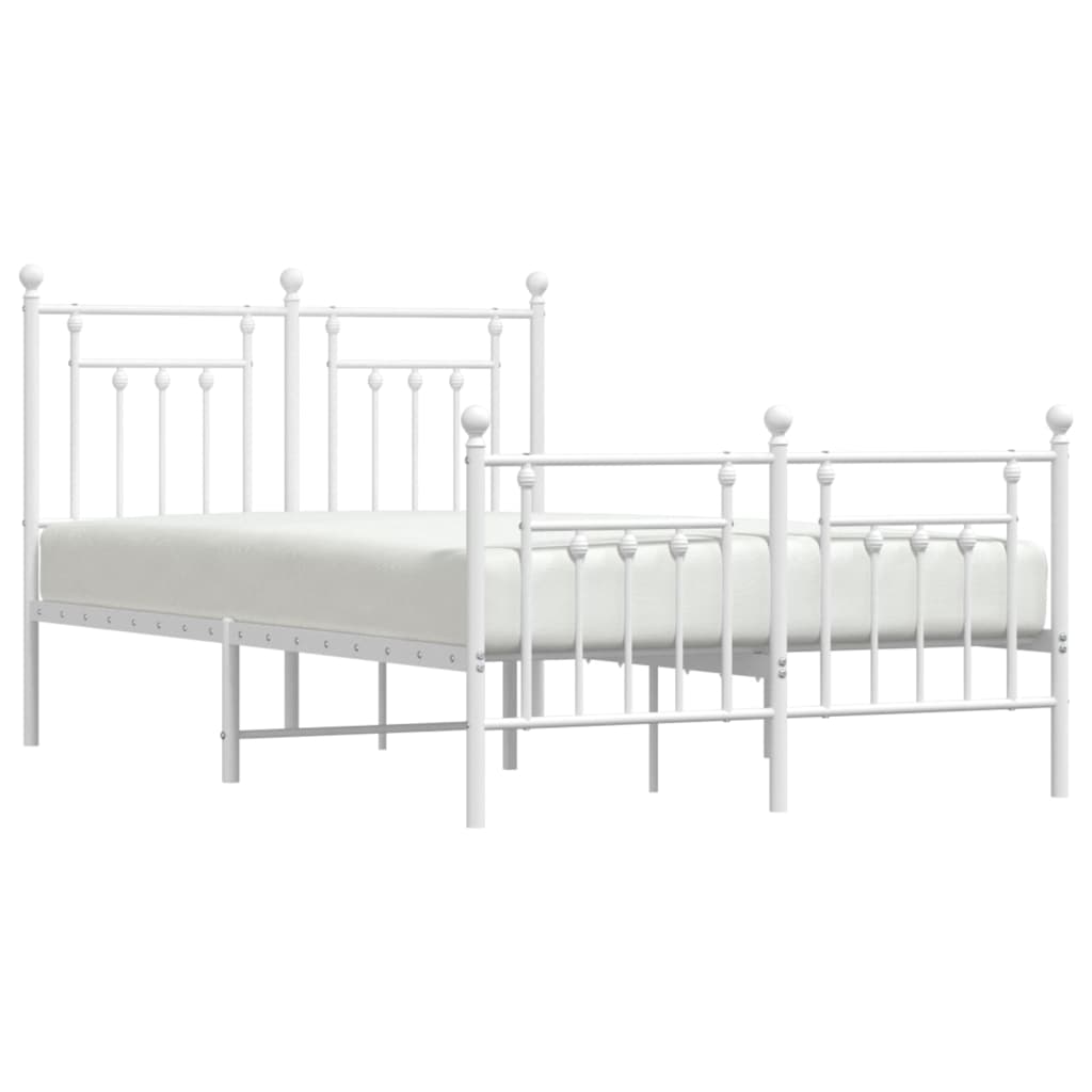 Cadru de pat metalic cu tăblie, alb, 135x190 cm GartenMobel Dekor