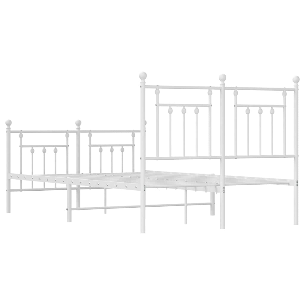 Cadru de pat metalic cu tăblie, alb, 135x190 cm GartenMobel Dekor