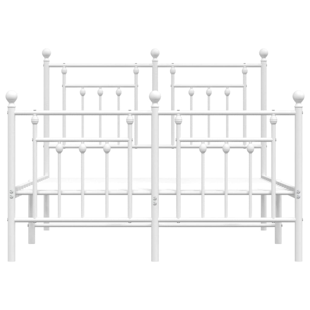 Cadru de pat metalic cu tăblie, alb, 135x190 cm GartenMobel Dekor