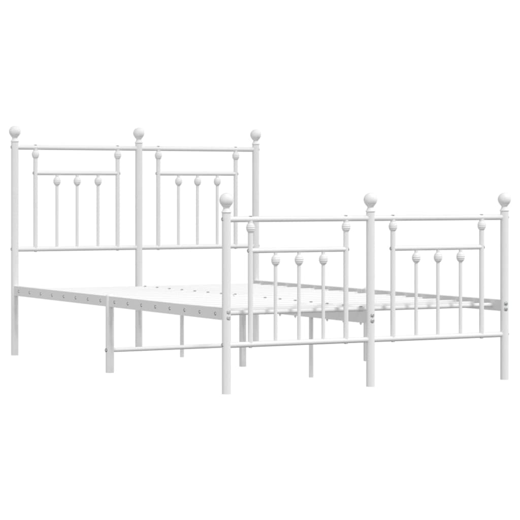 Cadru de pat metalic cu tăblie, alb, 135x190 cm GartenMobel Dekor