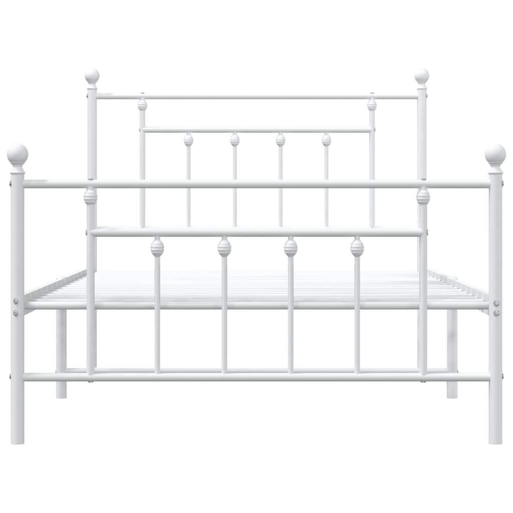 Cadru de pat metalic cu tăblie de cap/picioare, alb, 107x203 cm GartenMobel Dekor