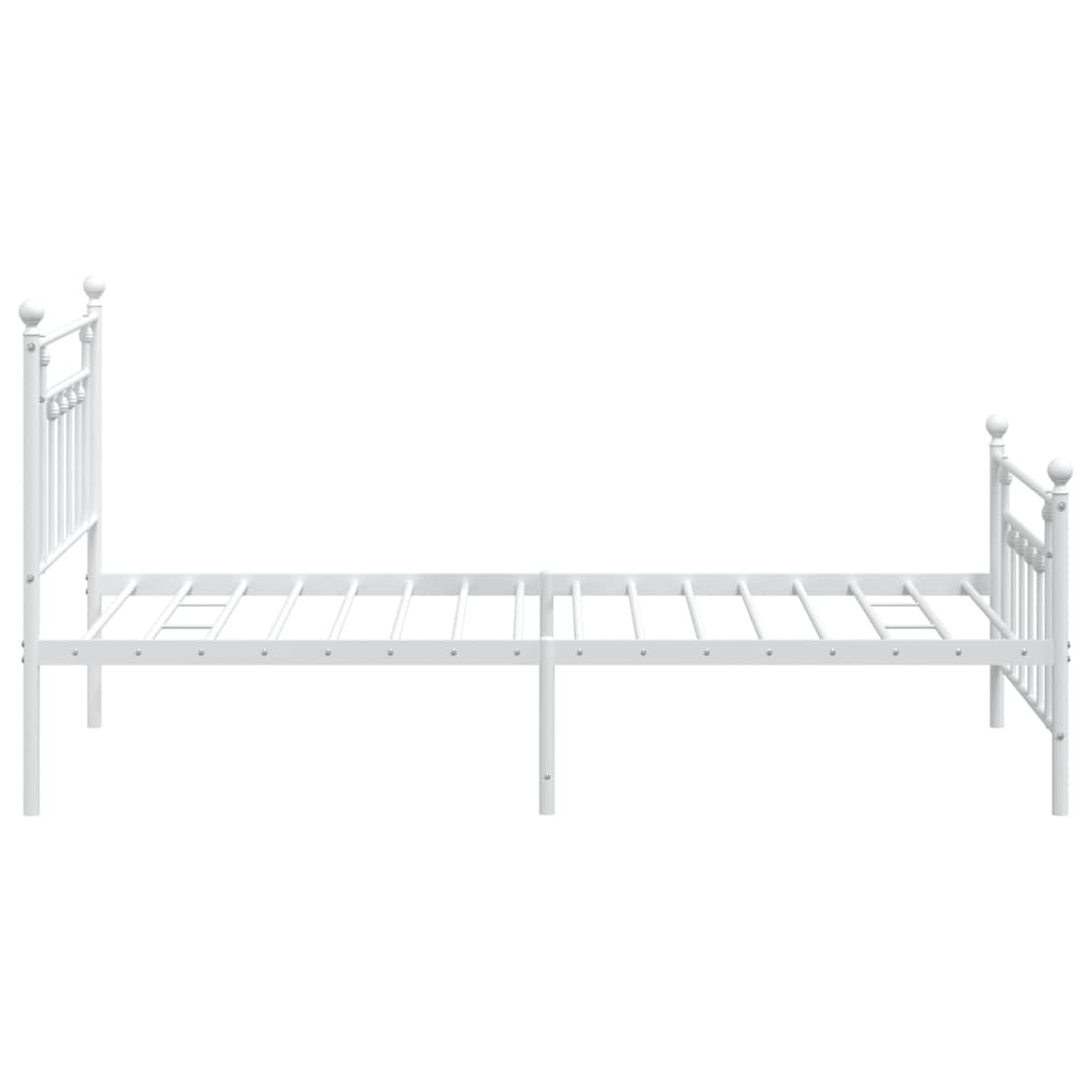 Cadru de pat metalic cu tăblie de cap/picioare, alb, 107x203 cm GartenMobel Dekor