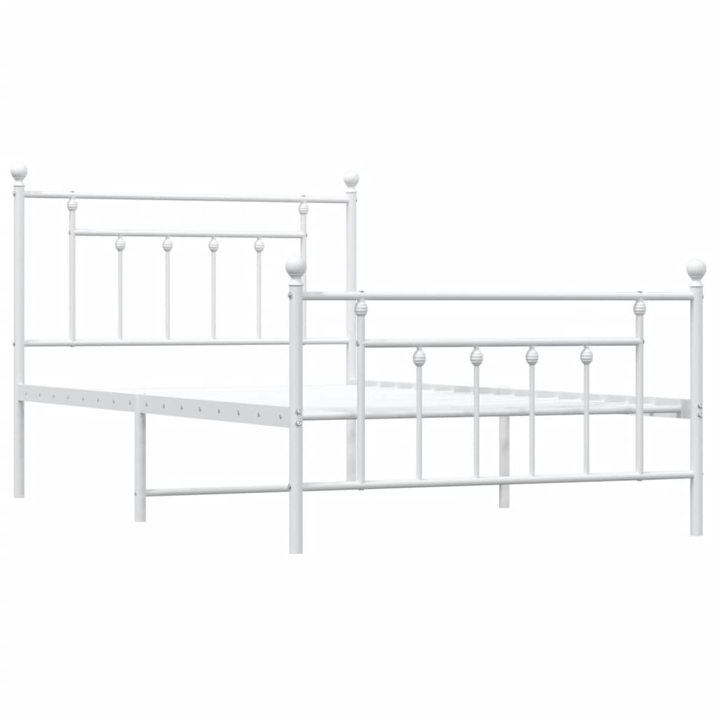 Cadru de pat metalic cu tăblie de cap/picioare, alb, 107x203 cm GartenMobel Dekor