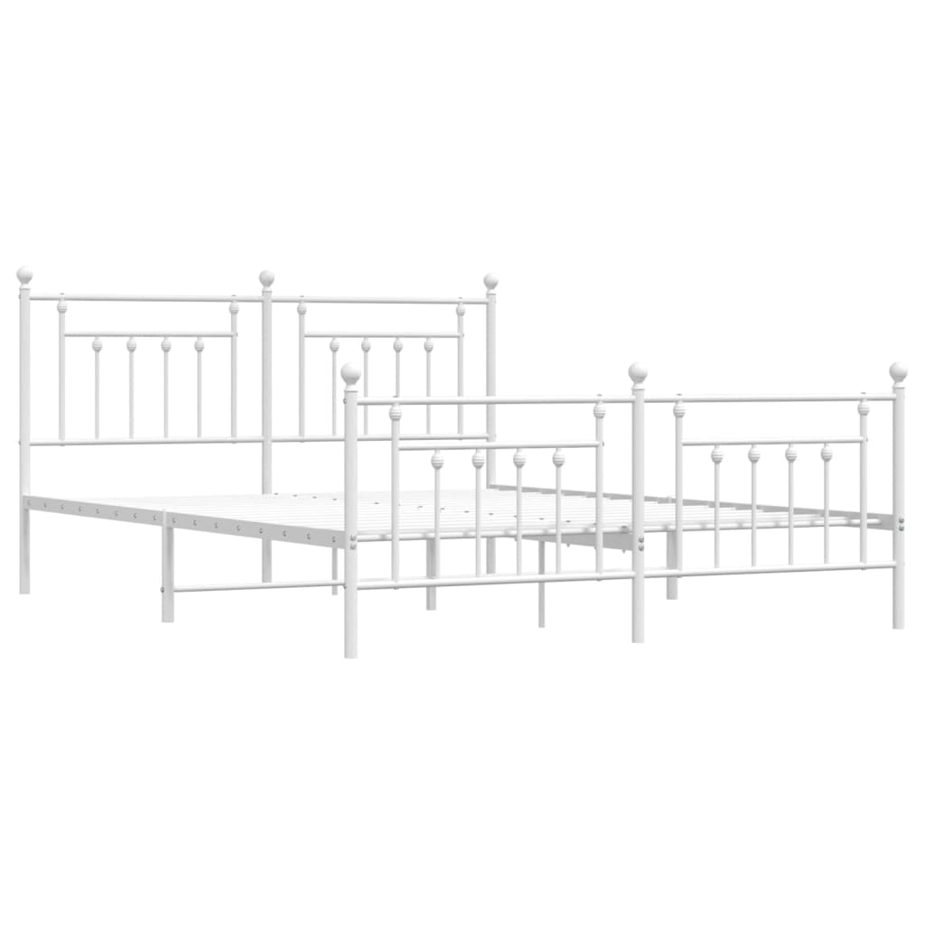 Cadru de pat metalic cu tăblie de cap/picioare, alb, 180x200 cm GartenMobel Dekor