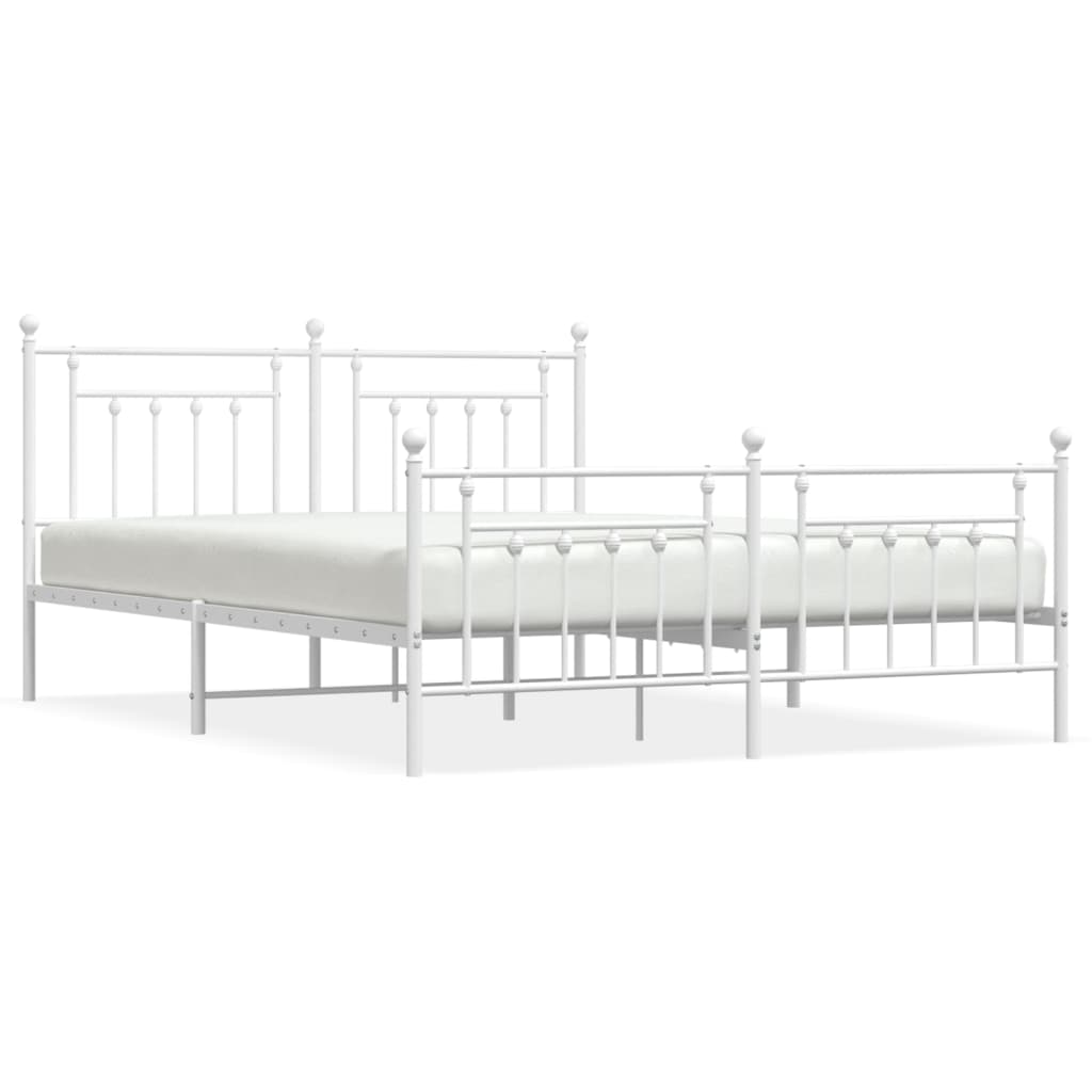Cadru de pat metalic cu tăblie de cap/picioare, alb, 180x200 cm GartenMobel Dekor