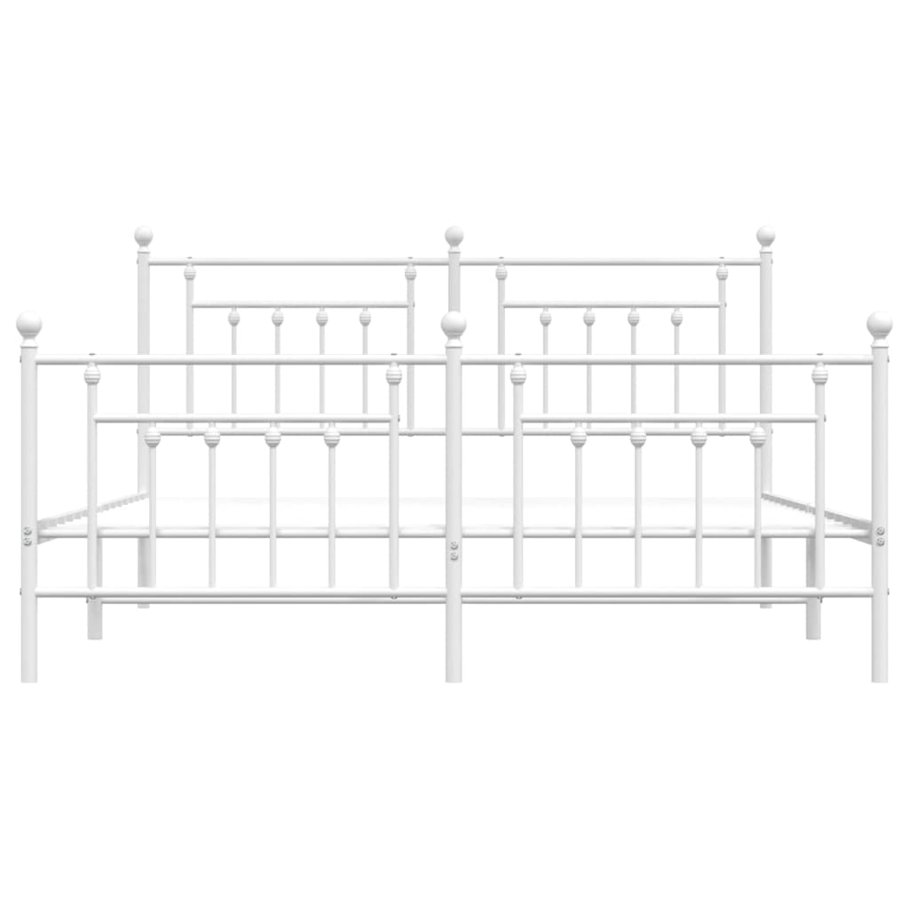 Cadru de pat metalic cu tăblie de cap/picioare, alb, 180x200 cm GartenMobel Dekor
