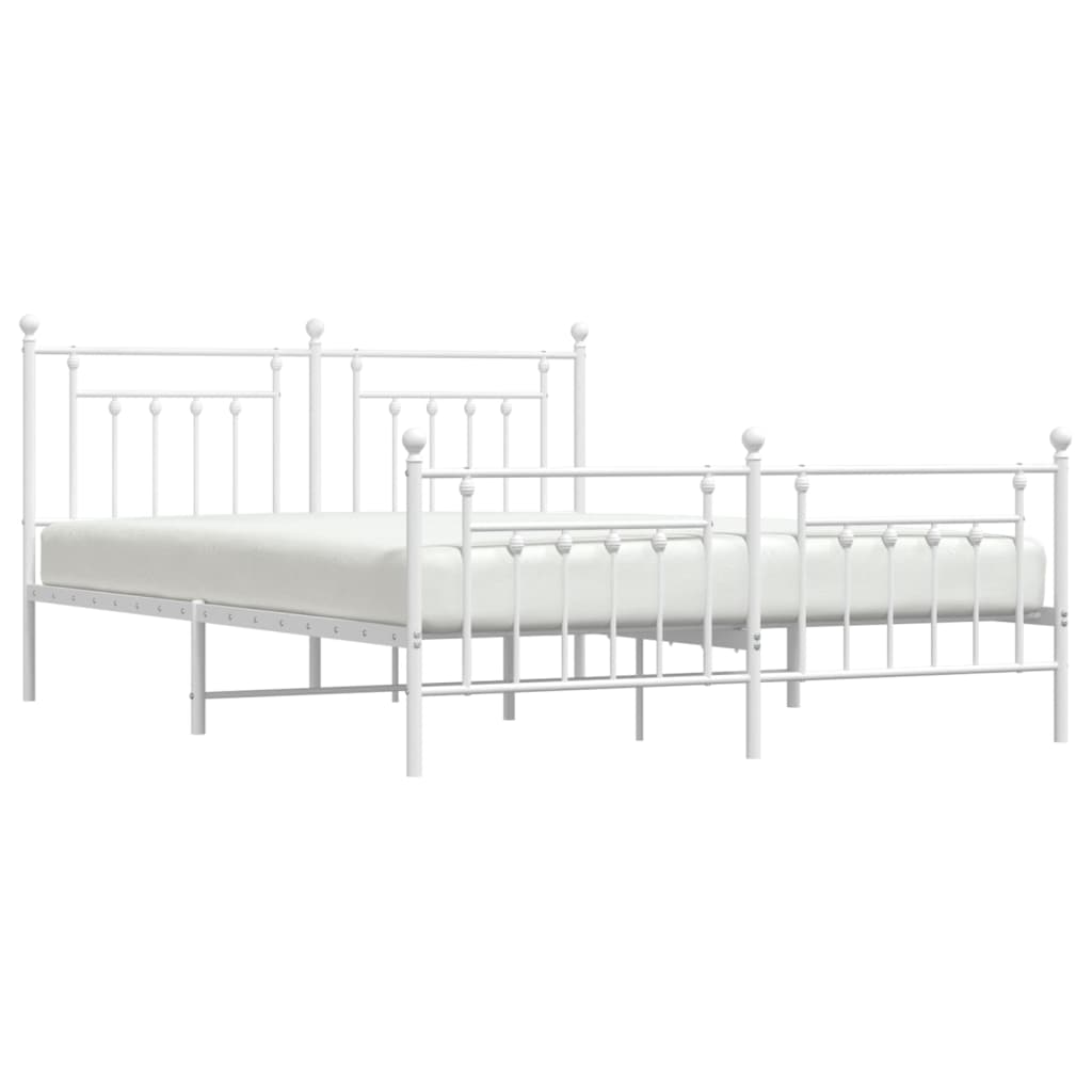 Cadru de pat metalic cu tăblie de cap/picioare, alb, 180x200 cm GartenMobel Dekor