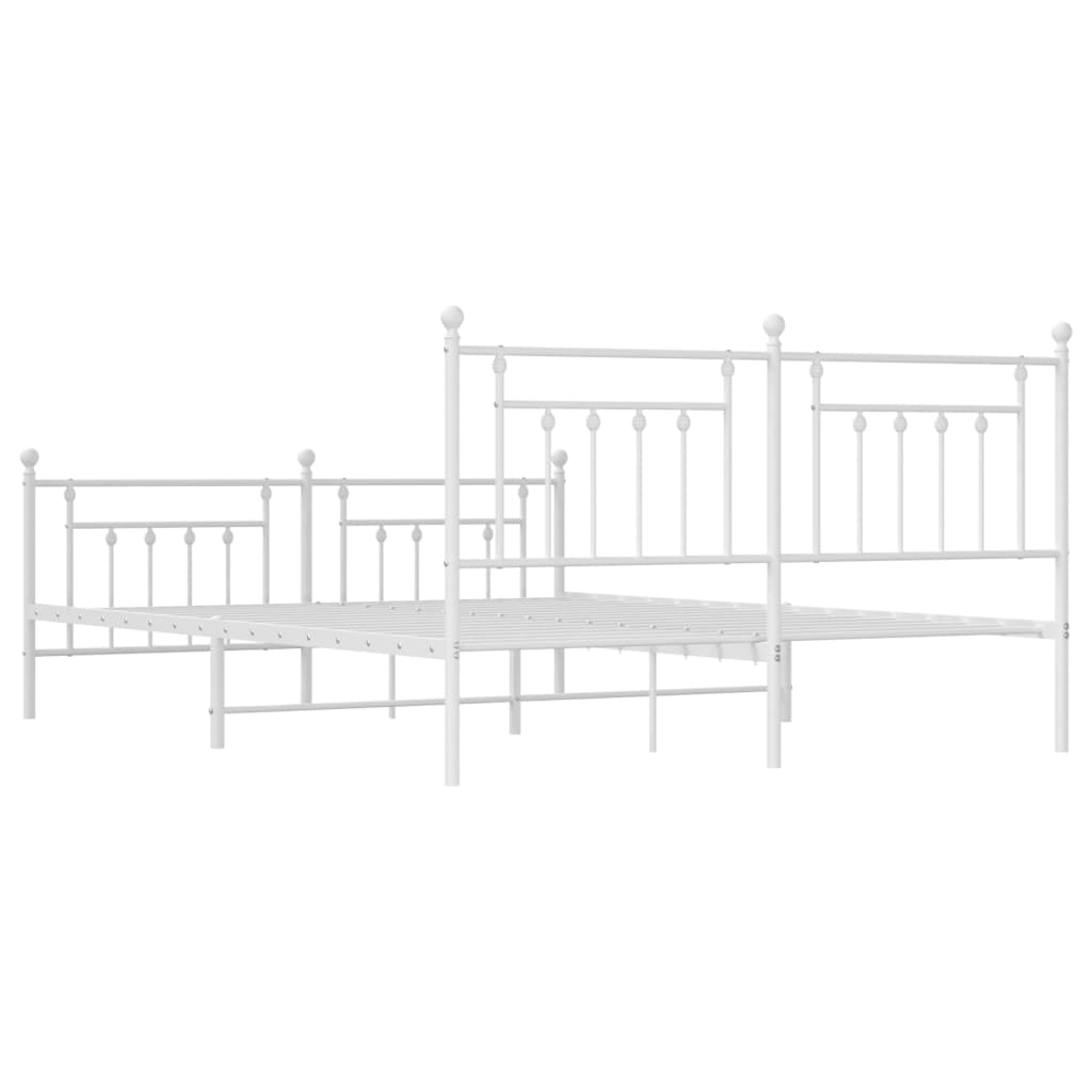 Cadru de pat metalic cu tăblie de cap/picioare, alb, 180x200 cm GartenMobel Dekor