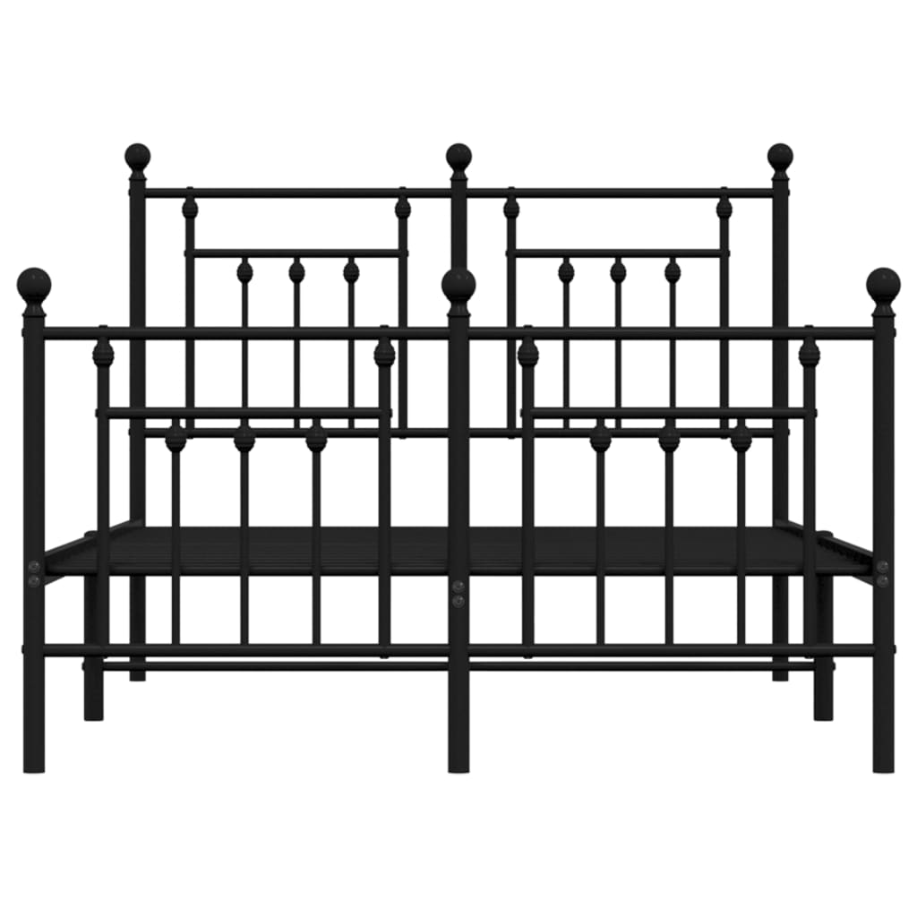 Cadru pat metalic cu tăblie de cap/picioare, negru, 120x190 cm GartenMobel Dekor