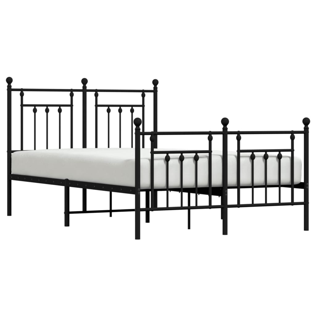 Cadru pat metalic cu tăblie de cap/picioare, negru, 120x190 cm GartenMobel Dekor