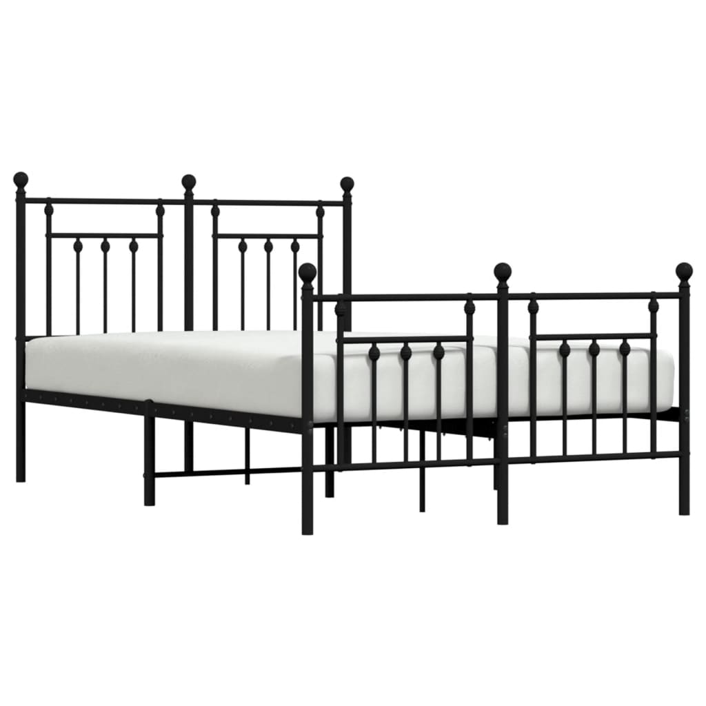 Cadru pat metalic cu tăblie de cap/picioare, negru, 120x200 cm GartenMobel Dekor