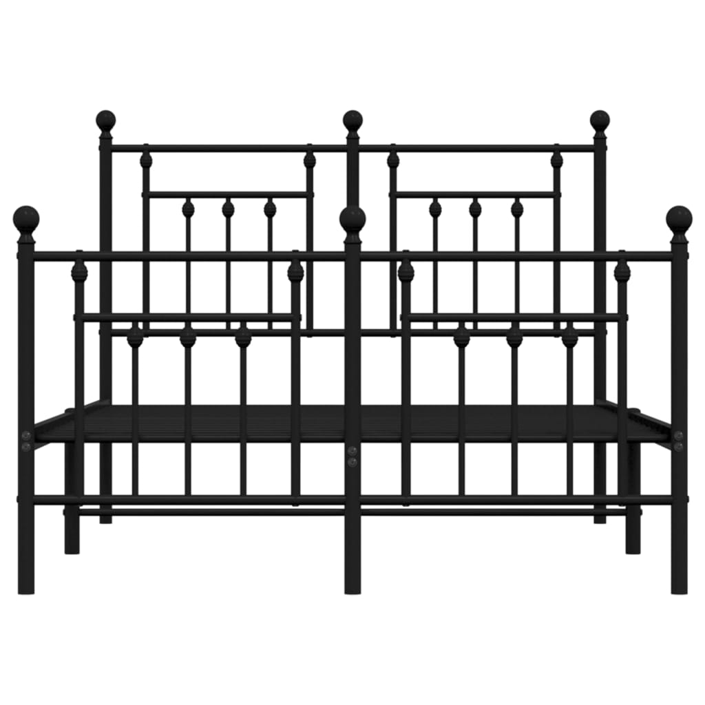 Cadru pat metalic cu tăblie de cap/picioare, negru, 120x200 cm GartenMobel Dekor