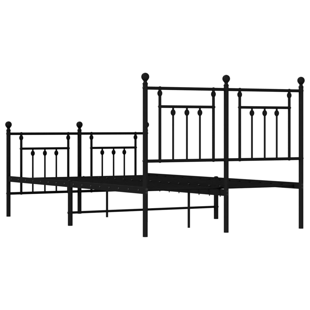 Cadru pat metalic cu tăblie de cap/picioare, negru, 120x200 cm GartenMobel Dekor