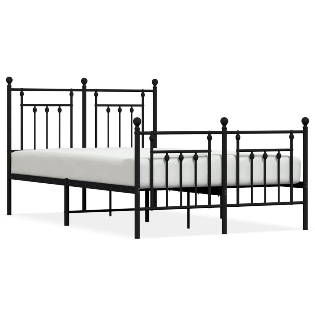 Cadru pat metalic cu tăblie de cap/picioare, negru, 120x200 cm GartenMobel Dekor
