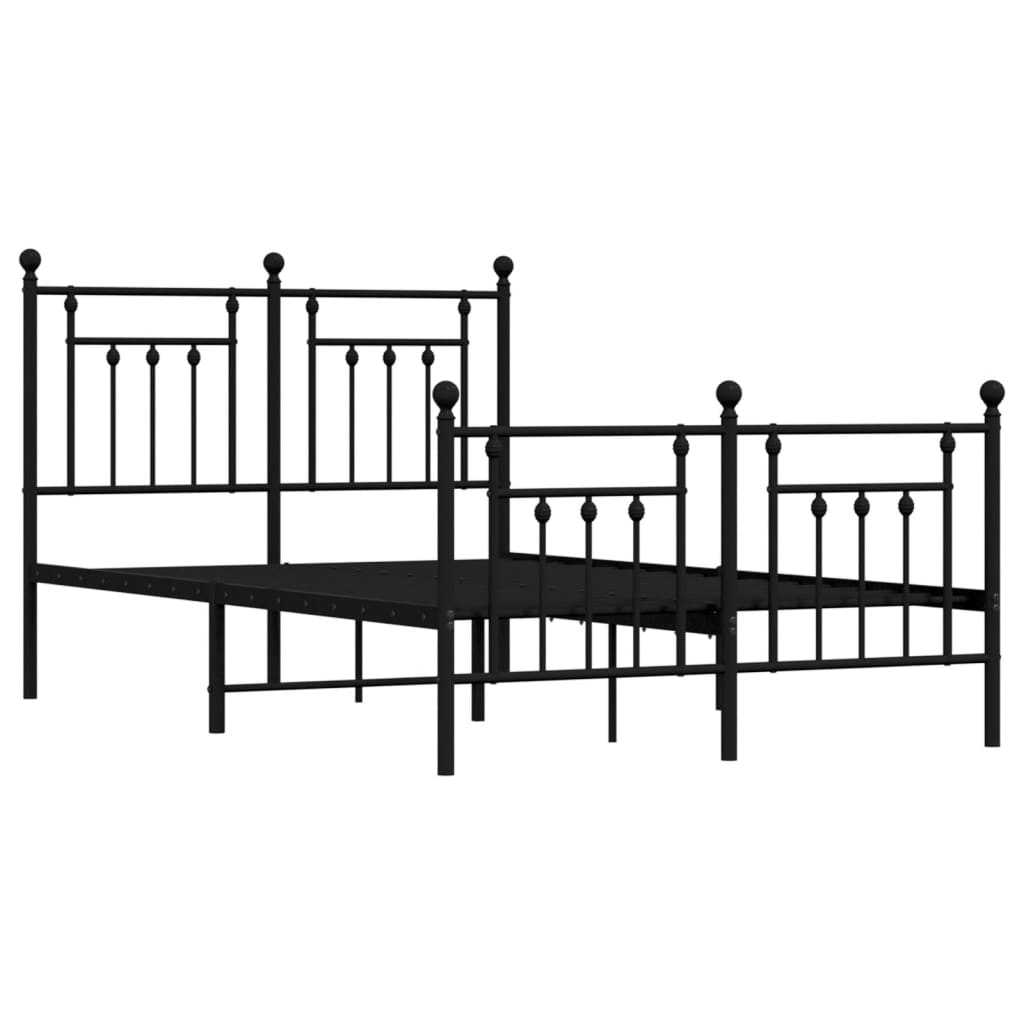 Cadru pat metalic cu tăblie de cap/picioare, negru, 120x200 cm GartenMobel Dekor