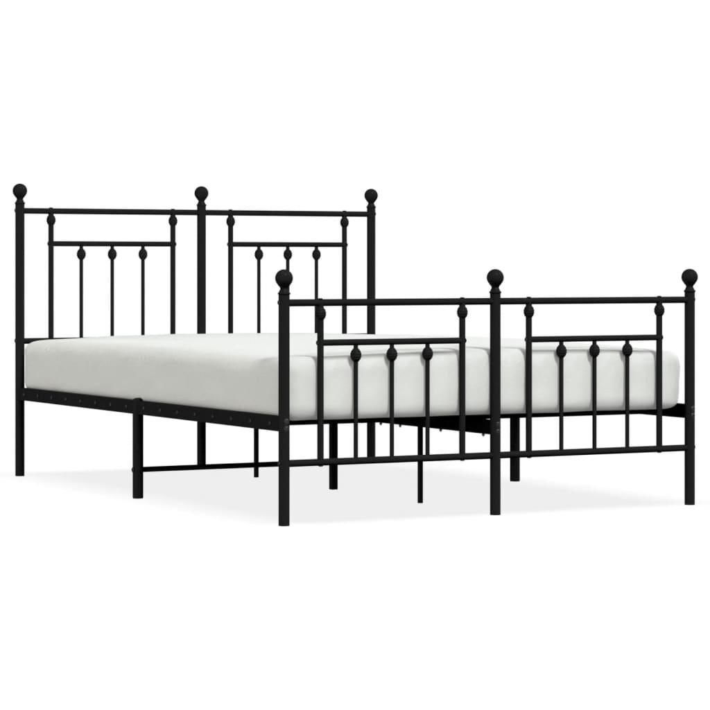 Cadru pat metalic cu tăblie de cap/picioare, negru, 150x200 cm GartenMobel Dekor