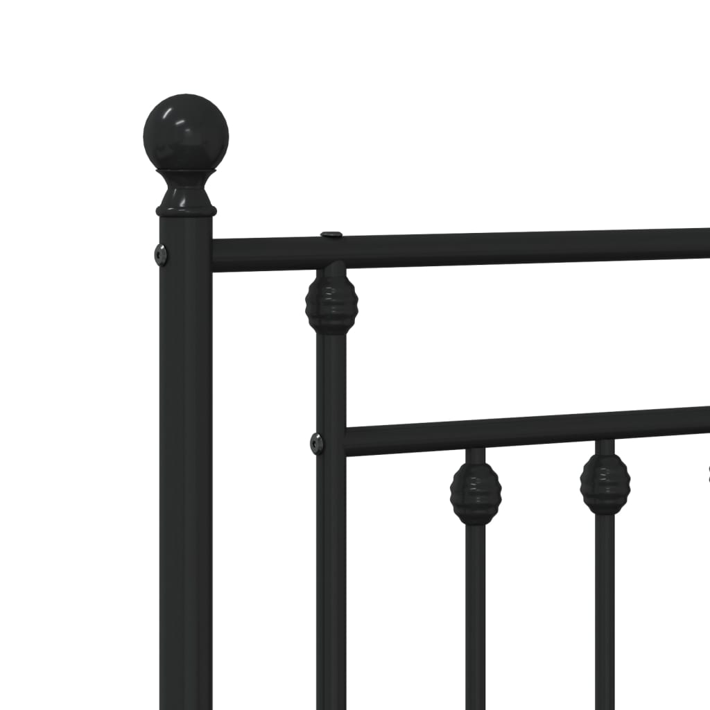 Cadru pat metalic cu tăblie de cap/picioare, negru, 150x200 cm GartenMobel Dekor
