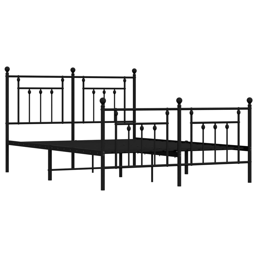 Cadru pat metalic cu tăblie de cap/picioare, negru, 150x200 cm GartenMobel Dekor