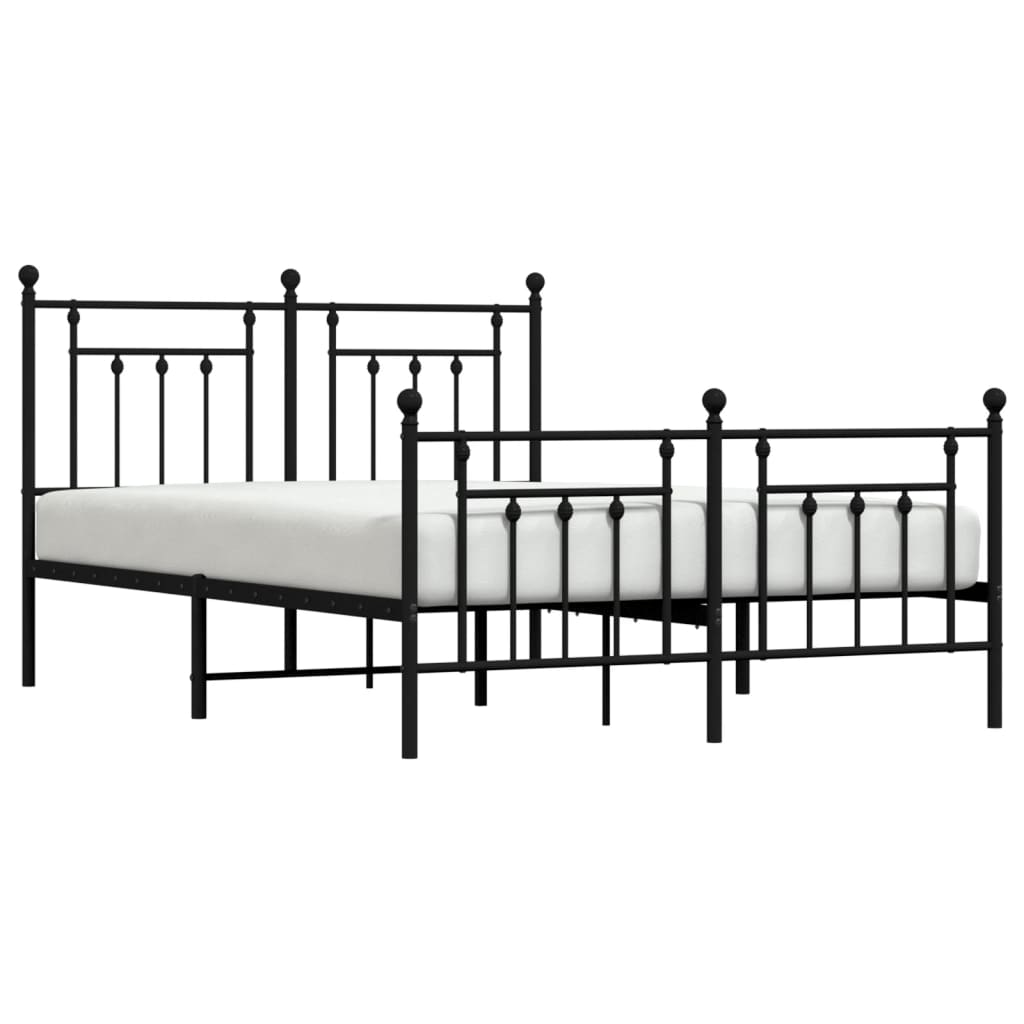 Cadru pat metalic cu tăblie de cap/picioare, negru, 150x200 cm GartenMobel Dekor