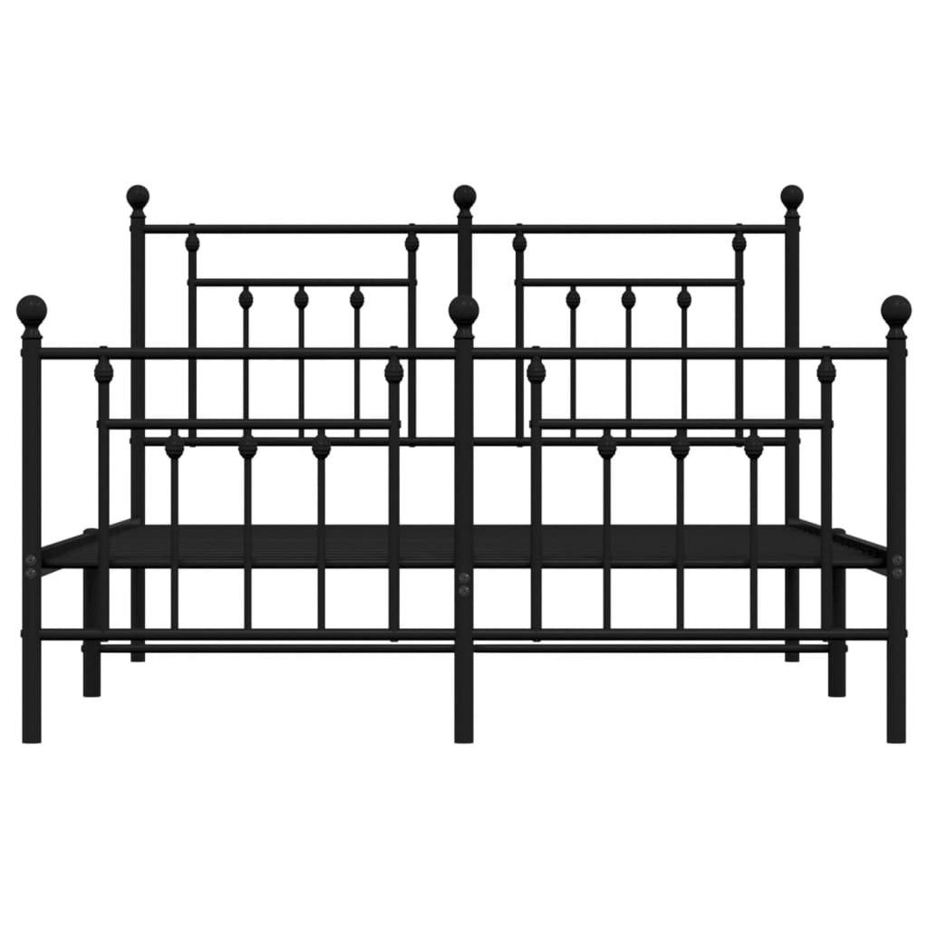 Cadru pat metalic cu tăblie de cap/picioare, negru, 150x200 cm GartenMobel Dekor