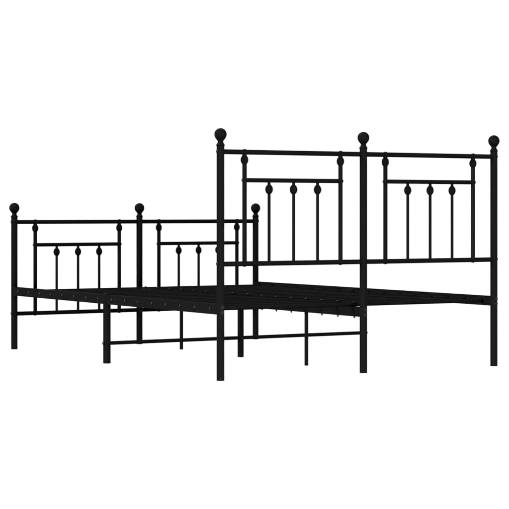 Cadru pat metalic cu tăblie de cap/picioare, negru, 150x200 cm GartenMobel Dekor