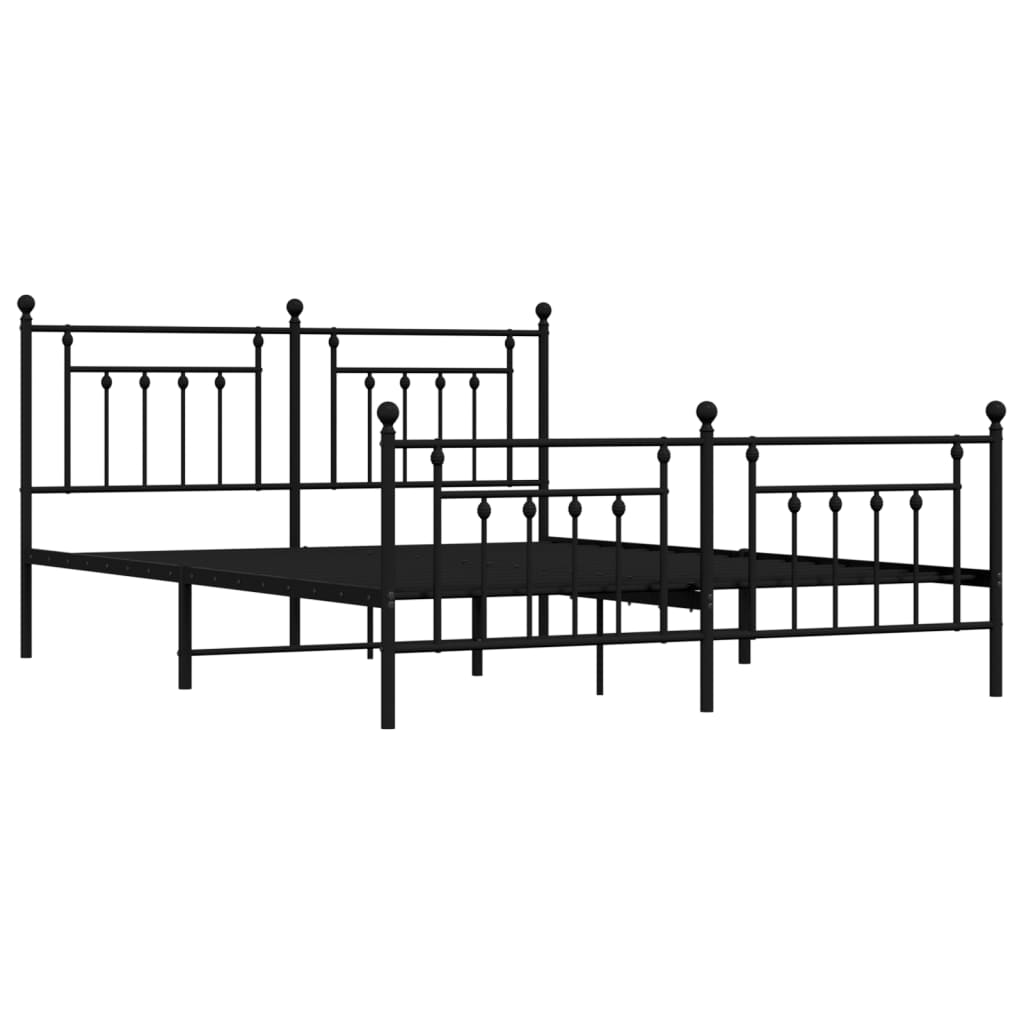 Cadru pat metalic cu tăblie de cap/picioare, negru, 180x200 cm GartenMobel Dekor