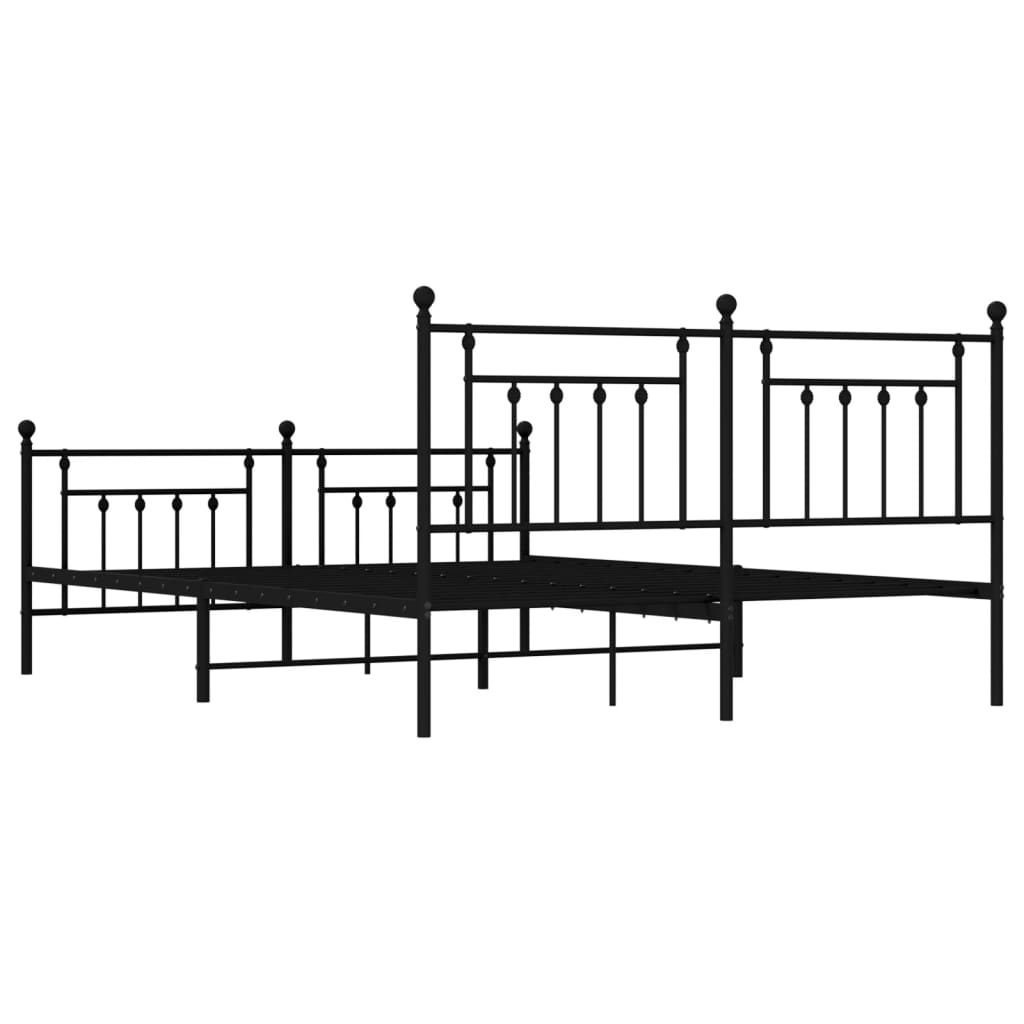 Cadru pat metalic cu tăblie de cap/picioare, negru, 180x200 cm GartenMobel Dekor