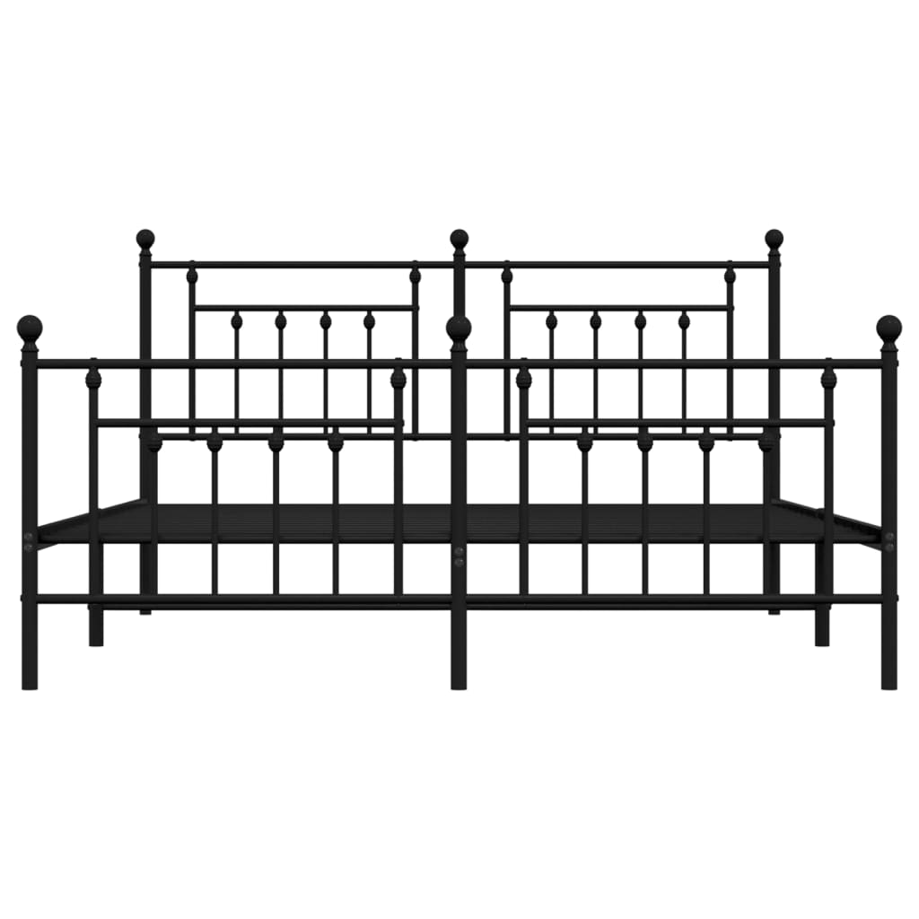 Cadru pat metalic cu tăblie de cap/picioare, negru, 180x200 cm GartenMobel Dekor