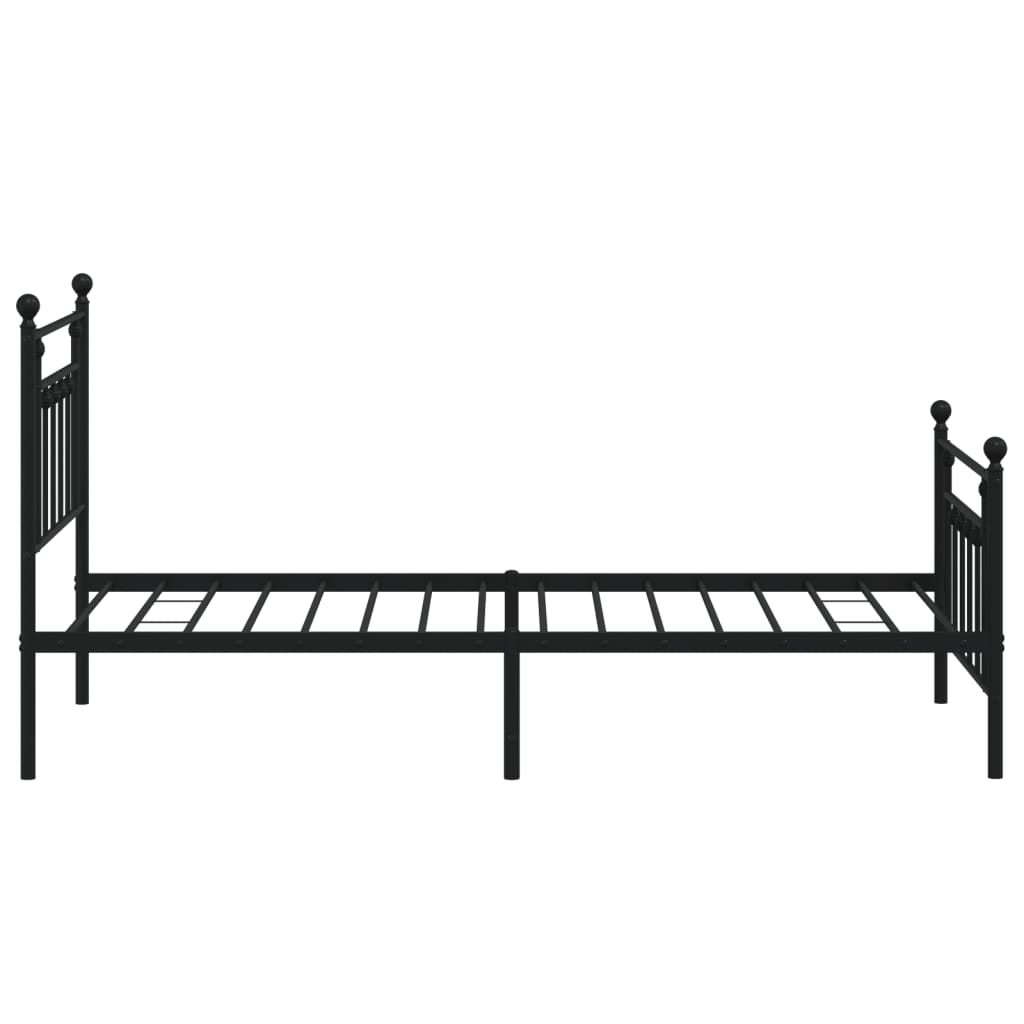 Cadru pat metalic cu tăblii de cap/picioare, negru, 100x190 cm GartenMobel Dekor