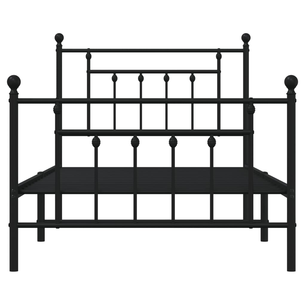 Cadru pat metalic cu tăblii de cap/picioare, negru, 100x190 cm GartenMobel Dekor