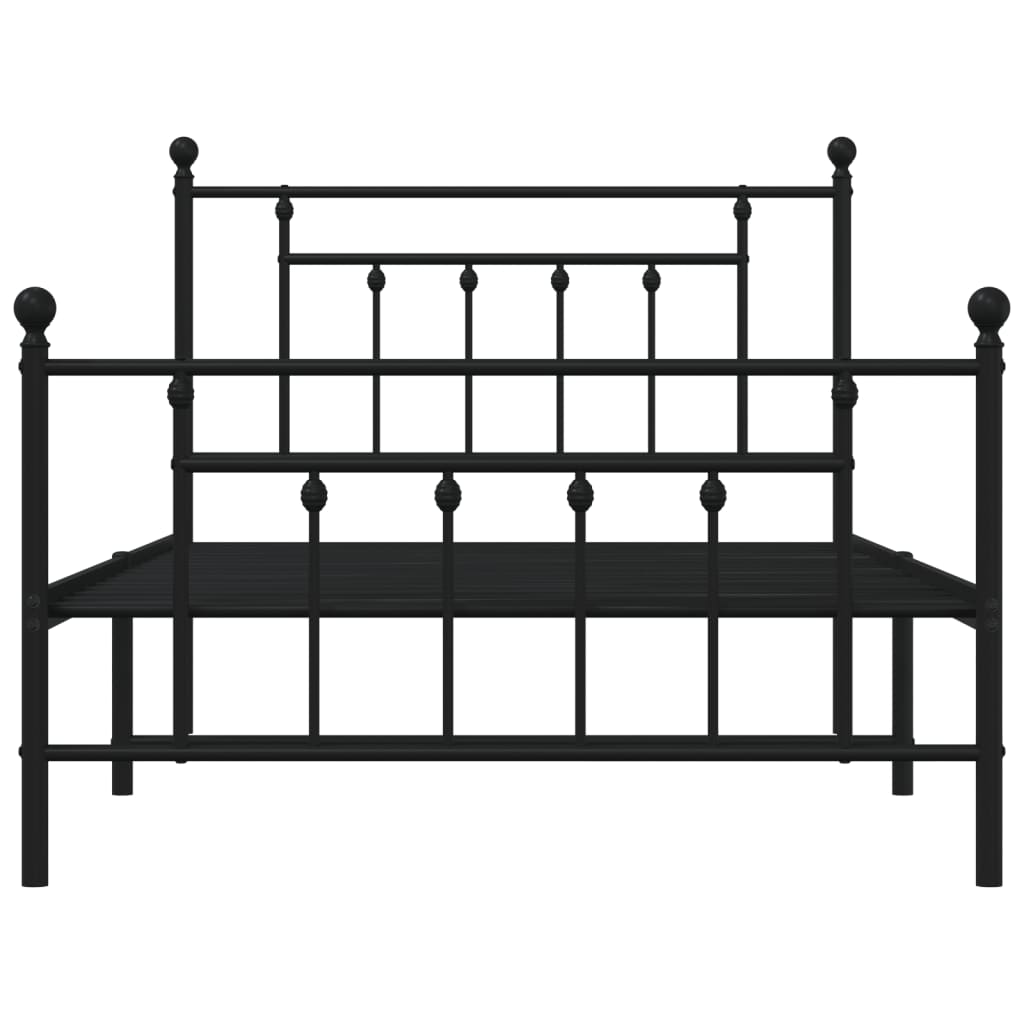 Cadru pat metalic cu tăblii de cap/picioare, negru, 100x200 cm GartenMobel Dekor