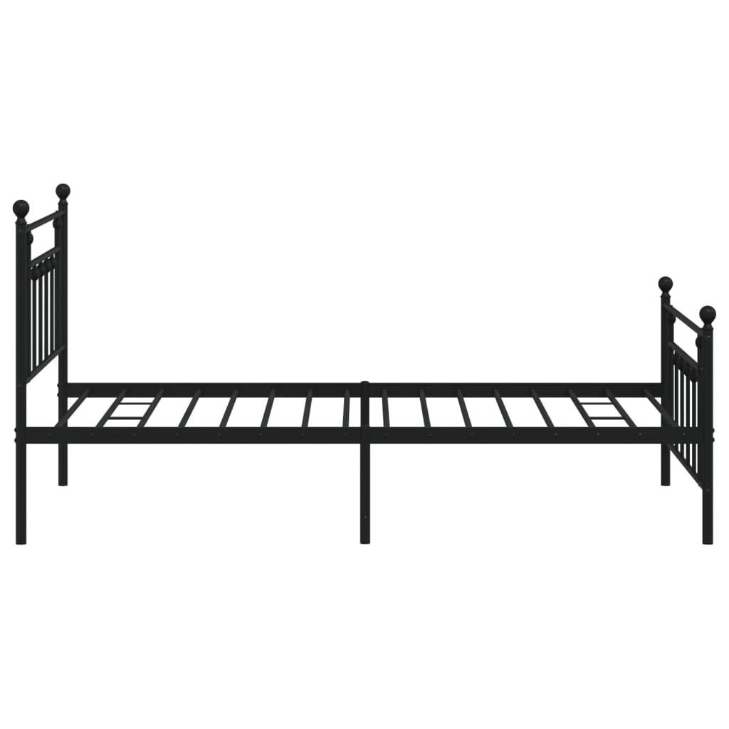 Cadru pat metalic cu tăblii de cap/picioare, negru, 100x200 cm GartenMobel Dekor